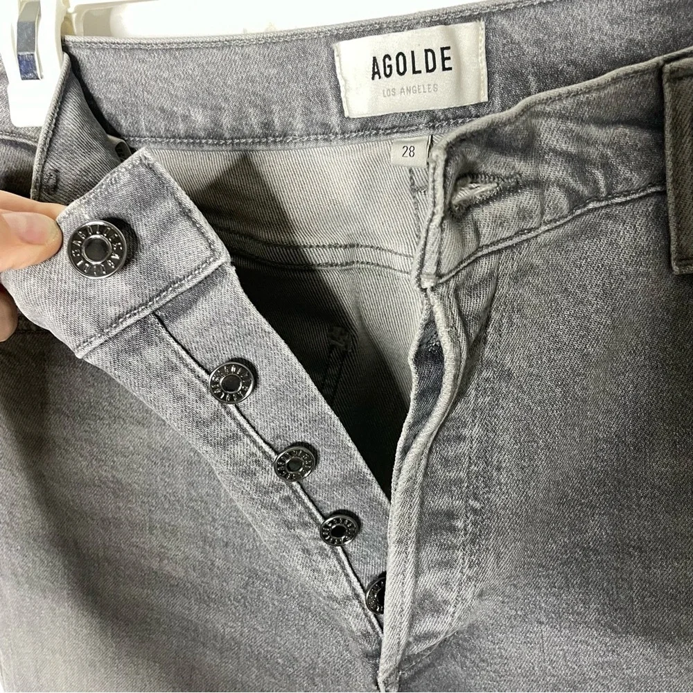 Agolde Nico High Rise Slim Jeans Grey Wash Denim Organic Cotton Ankle Women’s 28 - Picture 7 of 9